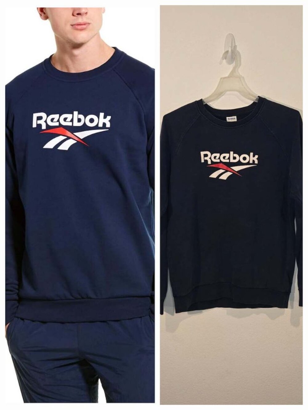 Reebok crew neck sweatshirt size L navy blue gently used